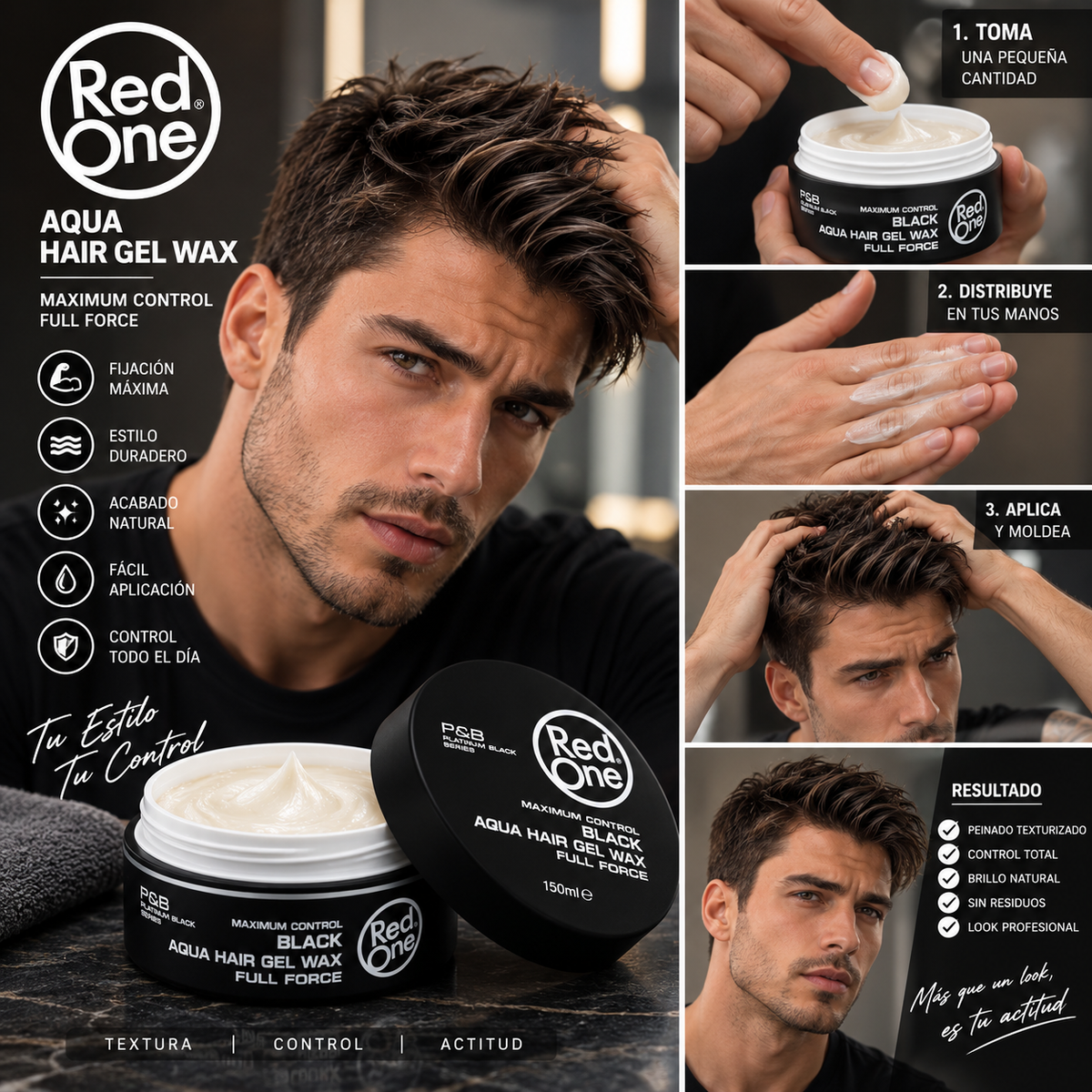 Cera Red One Fijación Fuerte Black 150ml