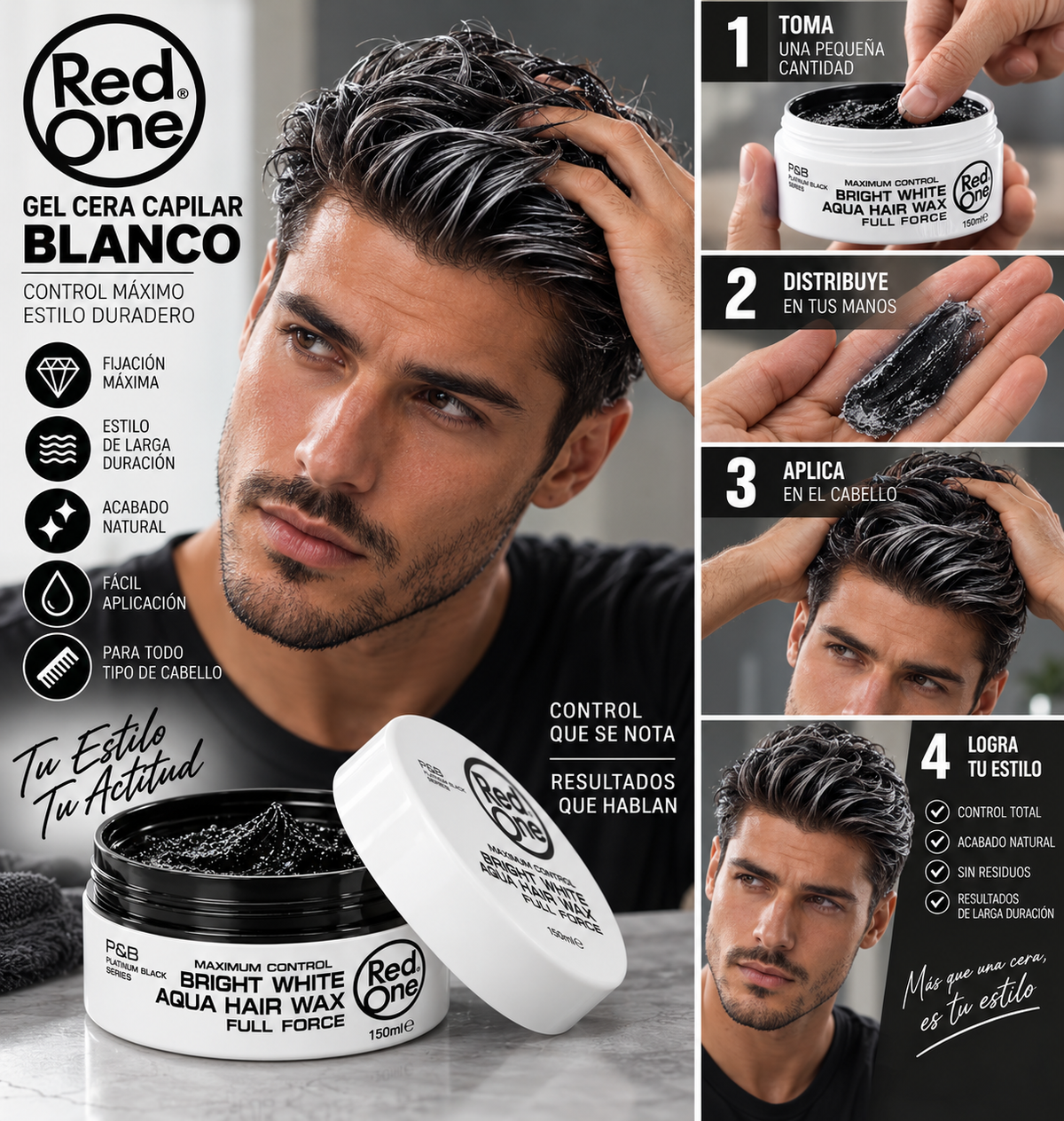 Cera Red One Fijación Fuerte White 150ml