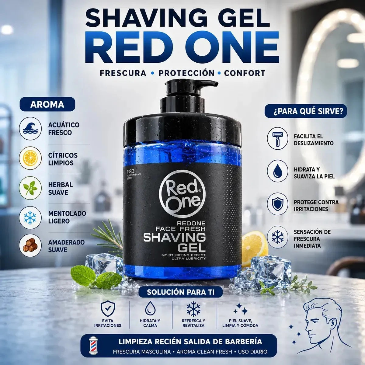 Gel De Afeitar Red One Face Fresh 1000ml