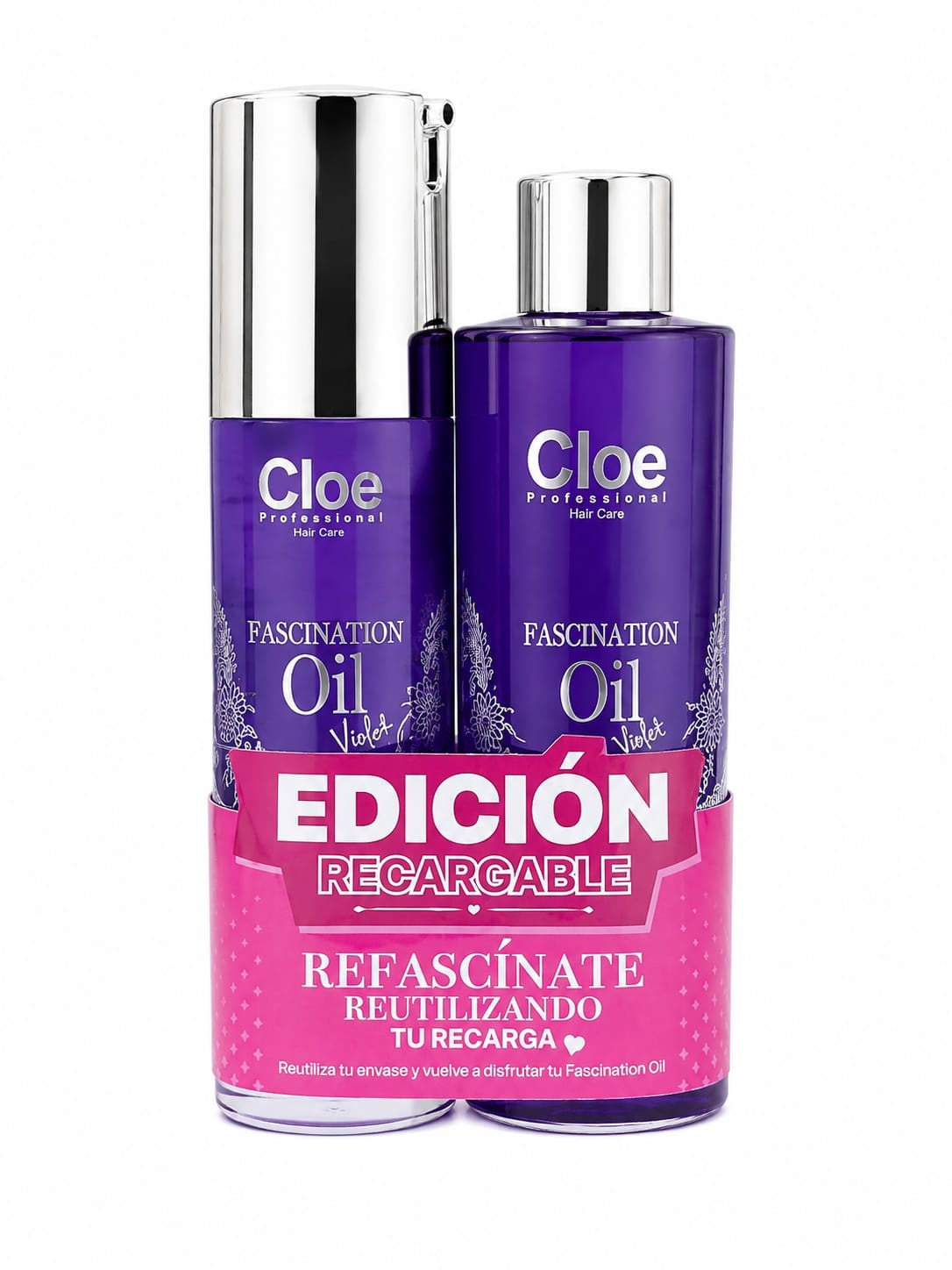 Pack Aceites Cloe Fascination Violet 50ml y Recharge 100ml