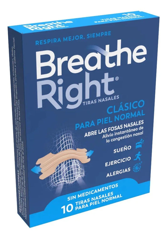 Tiras Nasales Breathe Right Piel Normal 10 unidades