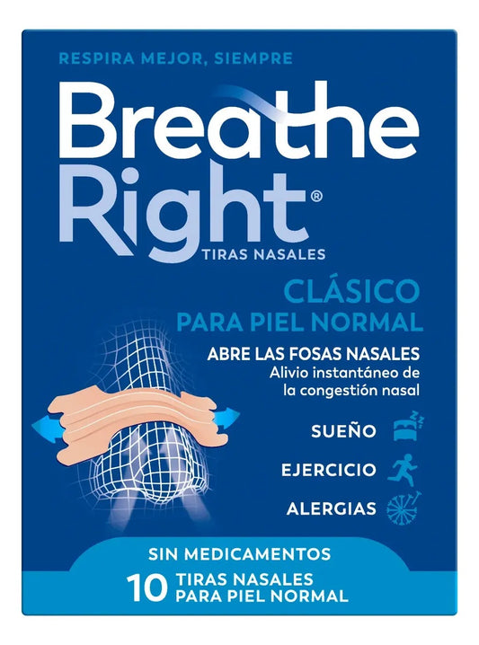 Tiras Nasales Breathe Right Piel Normal 10 unidades